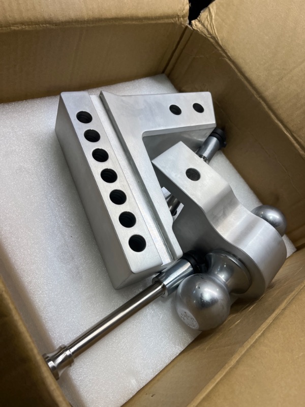 Photo 1 of Adjustable Trailer Hitch, Fits 2.5 Inch Receiver, 10 Inch Drop Hitch, 18,500 LBS GTW, Aluminum Forged Shank, 2 Inch & 2-5/16 Inch Balls, Towing Hitch for Heavy Duty Truck with Double Lock Pins