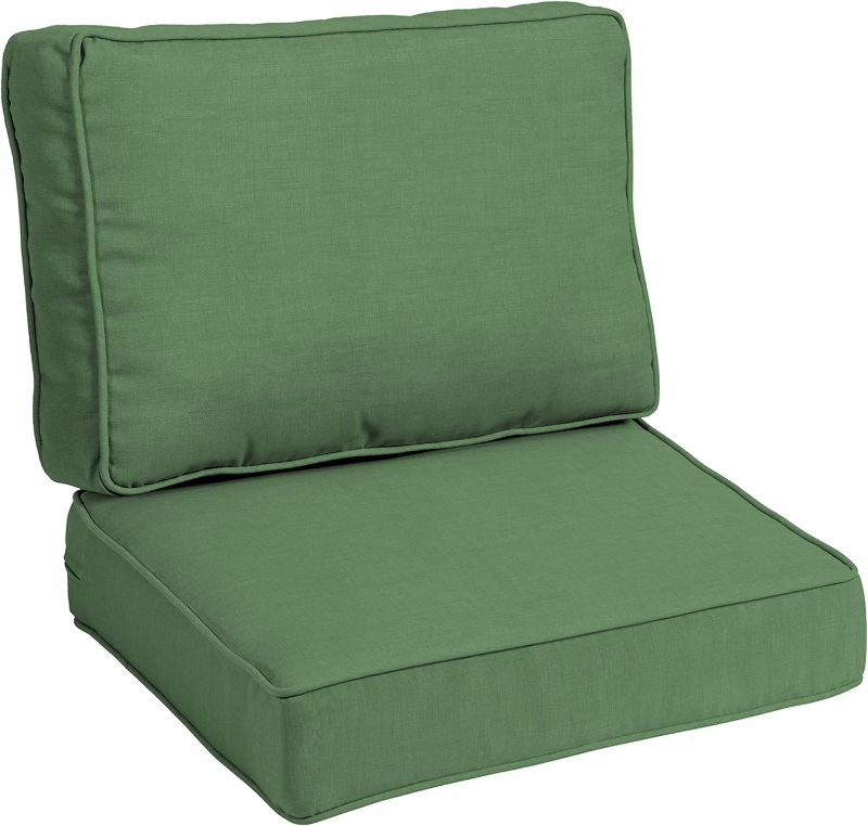 Photo 1 of Arden Selections Modern Outdoor Deep Seating Cushion Set, 24 x 24, Water Repellent, Fade Resistant, Deep Seat Bottom and Back Cushion for Chair, Sofa, and Couch 24 x 24, Moss Green Leala