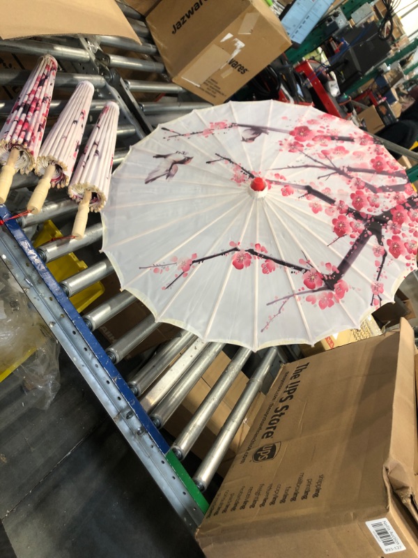 Photo 1 of 4Pcs Oiled Paper Umbrella Chinese Classical Plum Blossom Paper Umbrella Parasol Art Dance Japanese Umbrella for Wedding Decor