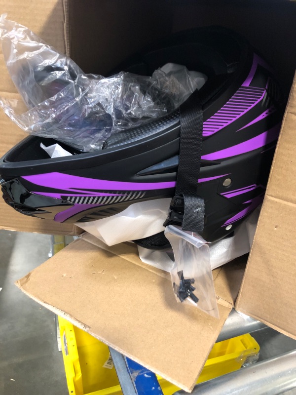 Photo 1 of Adult 4 Wheeler Helmet, Motocross Helmet DOT/FMVSS-218 Certification Comfortable and Breathable Full Helmets for Locomotives Used in All Seasons Small Purple