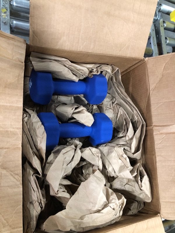 Photo 3 of Amazon Basics Neoprene Coated Dumbbell Hand Weight Set, 10-Pound, Set of 2, Navy Blue & Vinyl Kettlebell - 15 Pounds, Pink