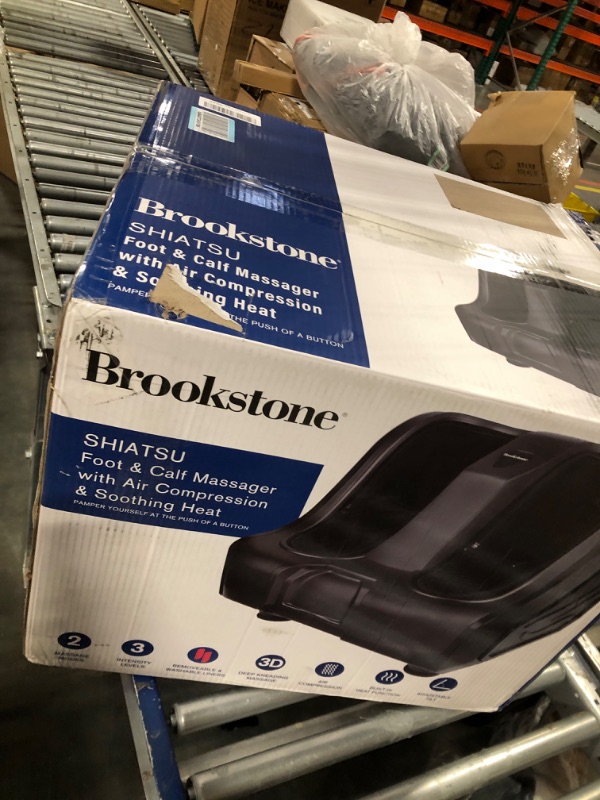 Photo 2 of Brookstone Shiatsu Foot and Calf Massager with Air Compression and Soothing Heat - 2 Massage Modes, 1 Heat Level, Auto Shut-Off, AC Power