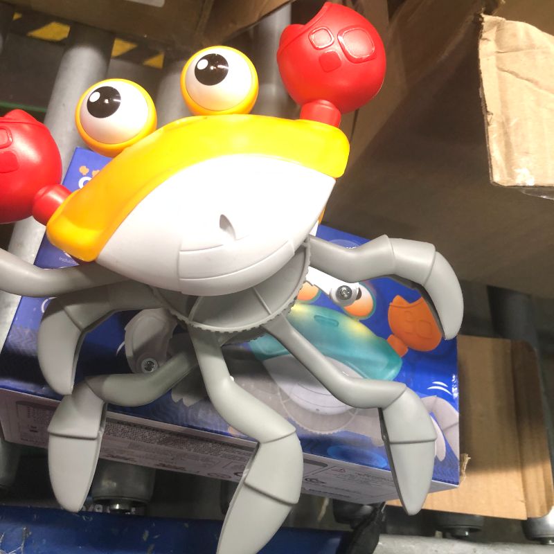 Photo 1 of Azlafu Baby Toys 6-12 Months, Toys for 1 2 3 4 5 6 7 8 9 10 11 12 Year Old Boy Girl, Baby Item, Crawling Crab Baby Toy, Baby Essentials Tummy Time Toys, Gift for Babies, Crawly Crab Toy for Infants Orange