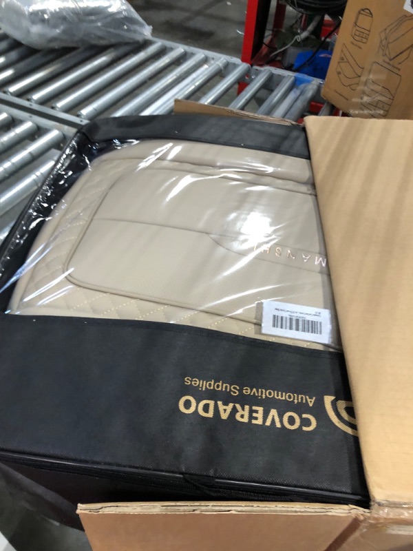 Photo 1 of Coverado Car Seat Covers, Premium Nappa Leather Front and Rear Seat Covers 5pcs, Universal Auto Interior Full Set Universal Fit for Most Cars, Sedans, SUVs and Trucks, Beige BG