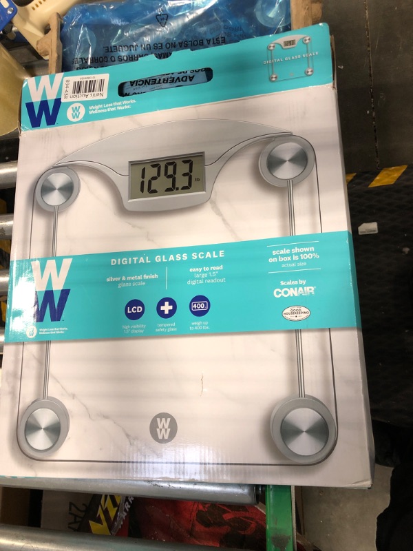 Photo 2 of *********** needs calibrated ****** Weight Watchers Scales by Conair Bathroom Scale for Body Weight, Digital Scale, Glass Body Scale Measures Weight Up to 400 Lbs. in Clear Glass