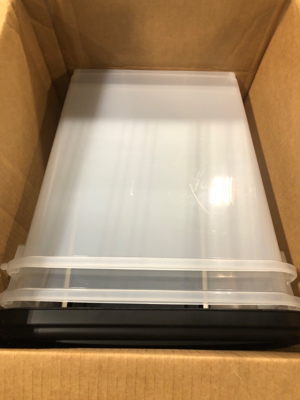 Photo 1 of IRIS USA 25 Lbs / 33 Qt WeatherPro Airtight Pet Food Storage Container with Attachable Casters, For Dog Cat Bird and Other Pet Food Storage Bin, Keep Fresh, Translucent Body, Easy Mobility, Black