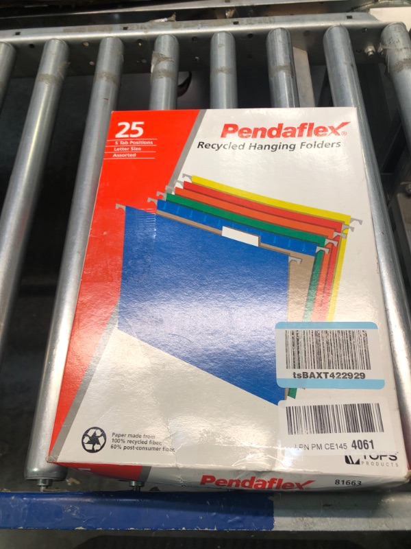 Photo 2 of Pendaflex Hanging File Folders, Letter Size, Assorted Colors, 1/5-Cut Adjustable Tabs, 25 Per Box (81663) Assorted Colors Letter Folders