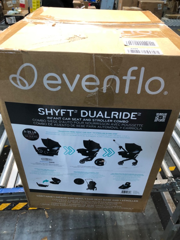 Photo 1 of Evenflo Shyft DualRide Infant Car Seat and Stroller Combo with Carryall Storage (Boone Gray)