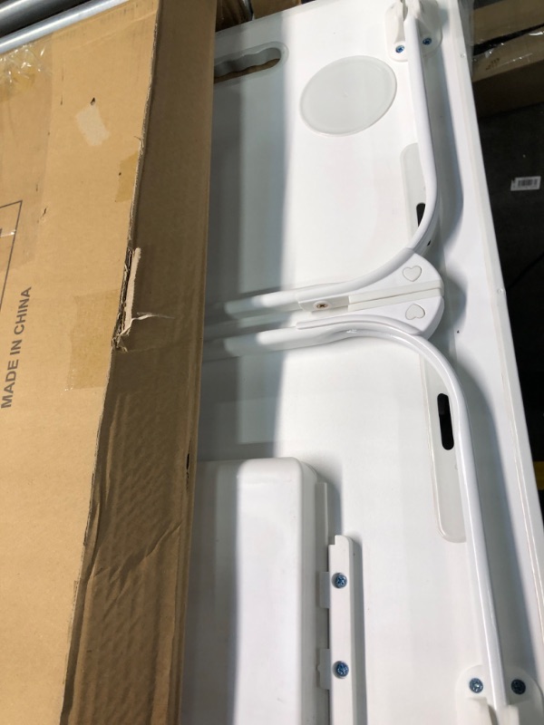 Photo 1 of Amaredom Laptop Bed Desk Tray Bed Table, Foldable Portable Lap Desk with Storage Drawer and Cup Holder for Eating Breakfast on Bed/Couch/Sofa-White Oak