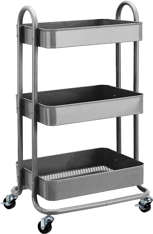 Photo 1 of 
Amazon Basics 3-Tier Rolling Utility or Kitchen Cart - Charcoal