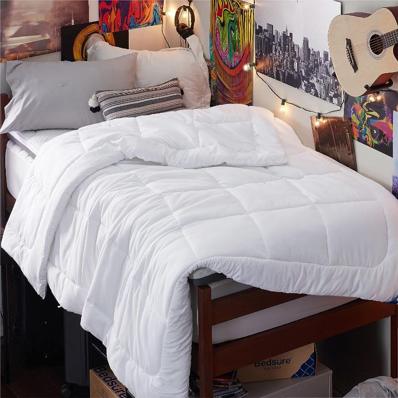 Photo 1 of Bedsure Twin XL Comforter Duvet Insert Dorm Bedding - White Extra Long Twin Comforter, Quilted All Season Duvet with Corner Tabs
