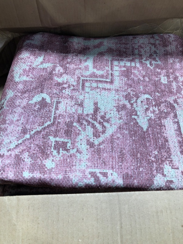 Photo 2 of Adiva Rugs Machine Washable Area Rug with Non Slip Backing for Living Room, Bedroom, Bathroom, Kitchen, Printed Persian Vintage Home Decor, Floor Decoration Carpet Mat (Pink, 7'10" x 10') 7'10" x 10' Pink 33