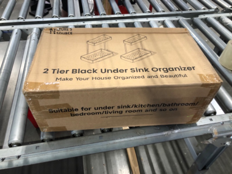 Photo 2 of 2-Tier Under Sink Organizers and Storage 2 Pack Sliding L-shape Under Bathroom Kitchen Cabinet Organizers Narrow Space Storage Multi-purpose Sink Organizer for Bathroom Kitchen Drawer(Black 2 Pack)