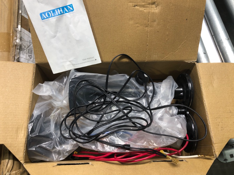 Photo 1 of AOLIHAN Train Horn for Car, Loud Car Horn, Air Horn for Truck Car Motorcycle, 12V 150db Super Loud Dual Trumpet Air Horn Kit (black double tube horn with wire and button, 12v) black double tube horn with wire and button 12v