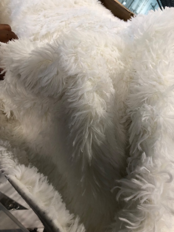 Photo 3 of  White Faux Fur Rug 8x10, Faux Fur Sheepskin Rug for Living Room, Fluffy Washable Rug for Bedroom, Nursery Room, Luxury Room Decor, Fuzzy Rug, Rectangle 8 x 10 ft Rectangle White