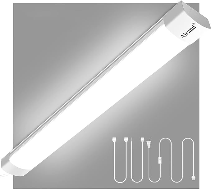 Photo 1 of Airand Utility LED Shop Light Fixture 60CM with Plug, Waterproof Linkable LED Tube Light 5000K Under Cabinet Lighting,1800 LM LED Ceiling and Closet Light 18W, Corded Electric with ON/Off Switch 2 FT/With Plug