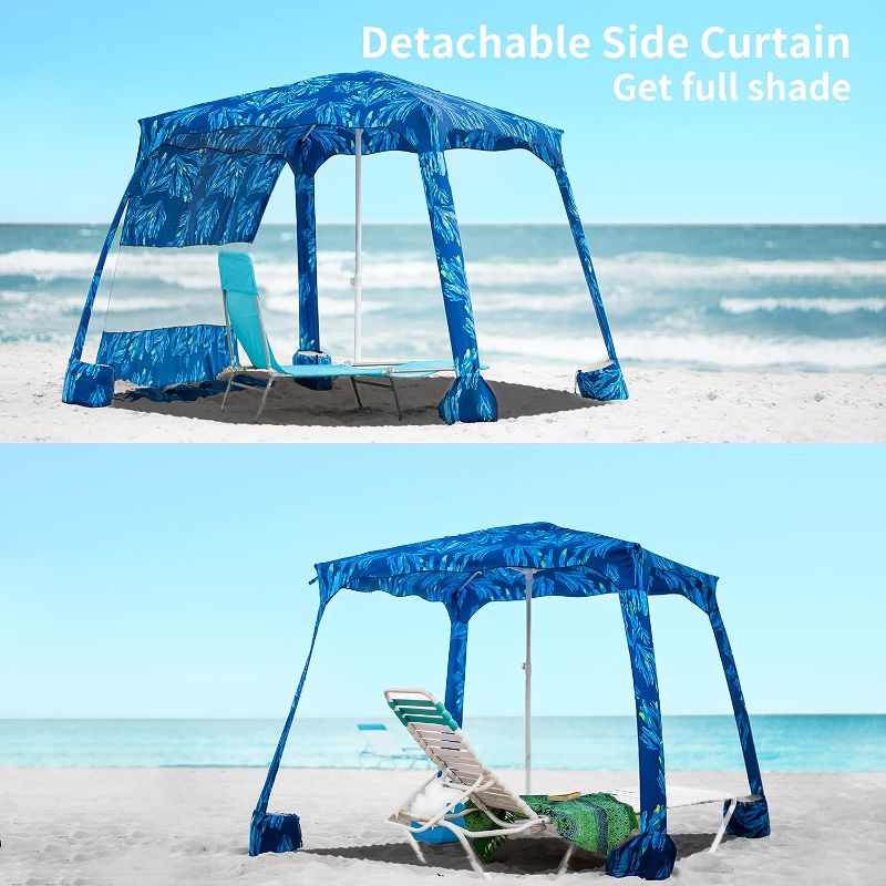 Photo 2 of AMMSUN Beach Tent 5.5' × 5.5' Beach Canopy Sun Shelter with Sandbag Anchors Aluminum Pole Windproof Portable Sun Shade for Beach