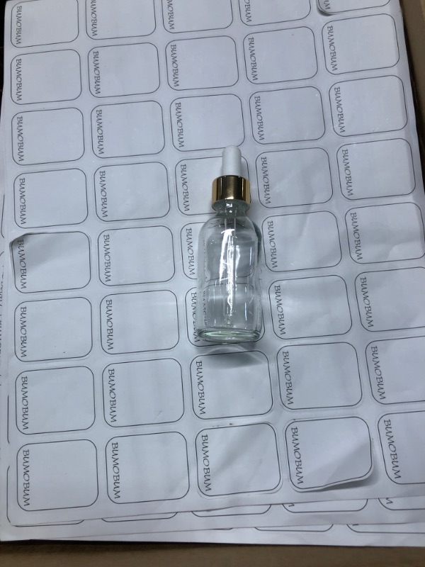 Photo 3 of 2 oz Dropper Bottle, Bumobum Clear Glass Eye Dropper Bottles with Golden Top Cap, Tincture Bottle with Labels and Funnel Clear 
80 COUNT