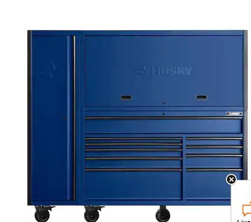 Photo 1 of ********INCOMPLETE*******
****MISSING BOX 1 of 3 and HINGES ARE SLIGHTLY BENT******
 80 in. W x 24 in. D Heavy Duty 10-Drawers Garage Workcenter and Side Locker Tool Chest Combo in Matte Blue 
