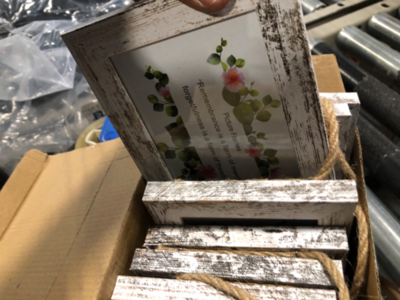 Photo 1 of 4x6 Wall Hanging Picture Frames Collage with 8 Opening Distressed White Frames
