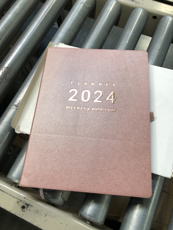 Photo 3 of 2024 Planner - Weekly Monthly Planner 2024, January 2024 - December 2024, 8.5" x 11", Leather Cover with Thick Paper, Back Pocket with Notes Pages - Rose Gold PINK