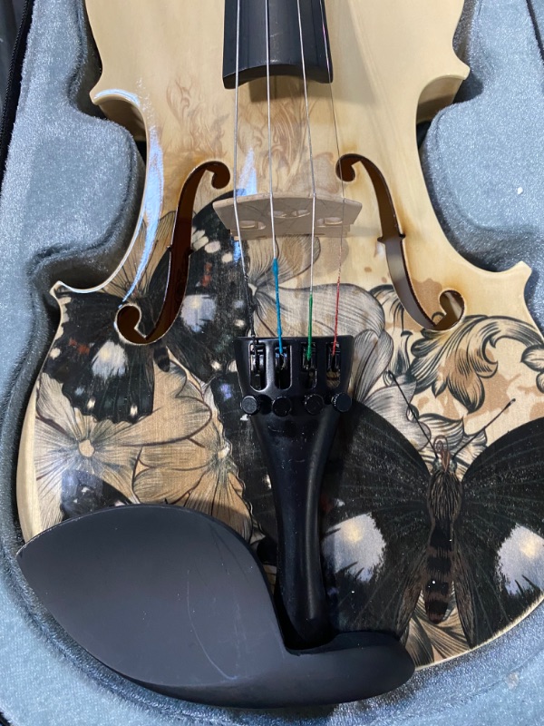 Photo 4 of Aliyes Distinctive Artistic Violin Set Designed for Beginners/Students/Kids/adults with Hard Case,Bow,Extra Strings (4/4/Full-size) SIZE 4/4