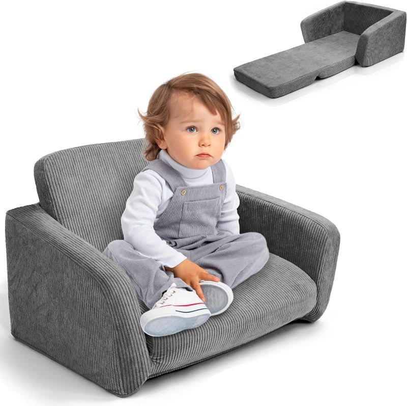 Photo 1 of ZICOTO Comfy Kids Chair for Toddler - Convertible 2 in 1 Lounger Easily Unfolds Into a Super Soft Couch to Sleep On - Modern Fold Out Sofa for Babies Fits Nicely with Any Decor