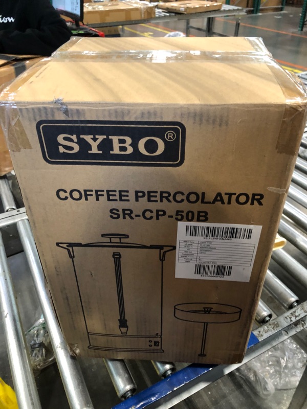 Photo 2 of **VERY USED AND DIRTY** SYBO 2022 UPGRADE SR-CP-50B Commercial Grade Stainless Steel Percolate Coffee Maker Hot Water Urn for Catering, 50-Cup 8 L, Metallic