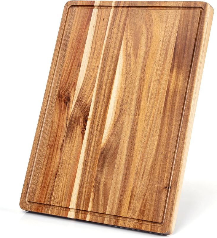 Photo 1 of Acacia Wood Cutting Board 24x18 inch, Butcher Block Cutting Board with Handle Juice Groove for Kitchen, Extra Large Charcuterie Boards Chopping Board