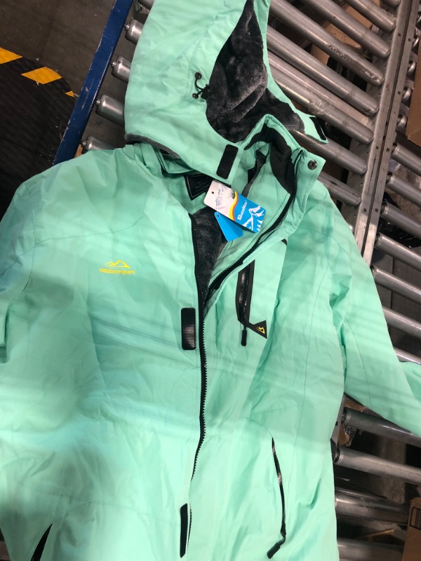 Photo 2 of MAGCOMSEN Women's Ski Jacket Waterproof Insulated Snow Jacket Warm Windproof Winter Coats with Hood Fleece Lined Jacket Small Mint Green