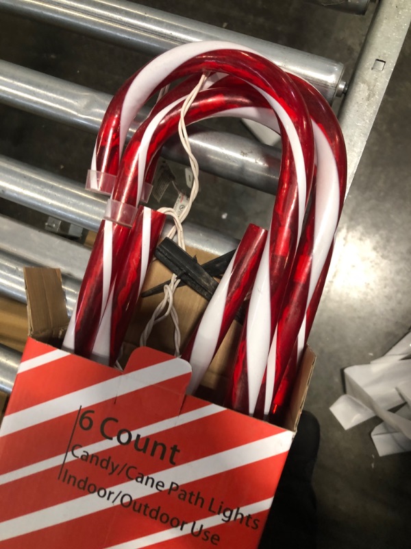 Photo 3 of Candy Cane Lights Christmas Decorations - 26 inch Outdoor Pathway Markers, Yard Walkway Stake Lights, 6 Pack Christmas Candy Cane Lights, Xmas Ornaments for Lawn, Driveway, Patio