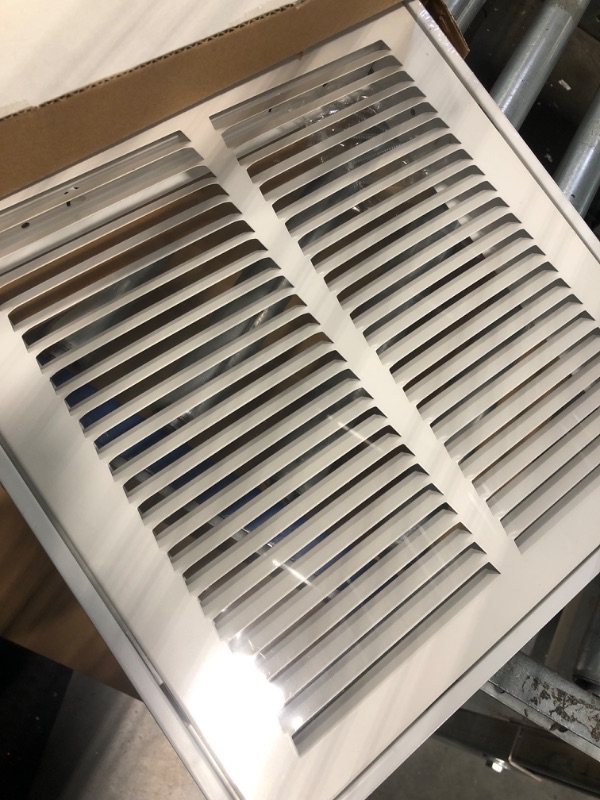 Photo 3 of 12" X 12" Steel Return Air Filter Grille for 1" Filter - Easy Plastic Tabs for Removable Face/Door - HVAC DUCT COVER - Flat Stamped Face -White 