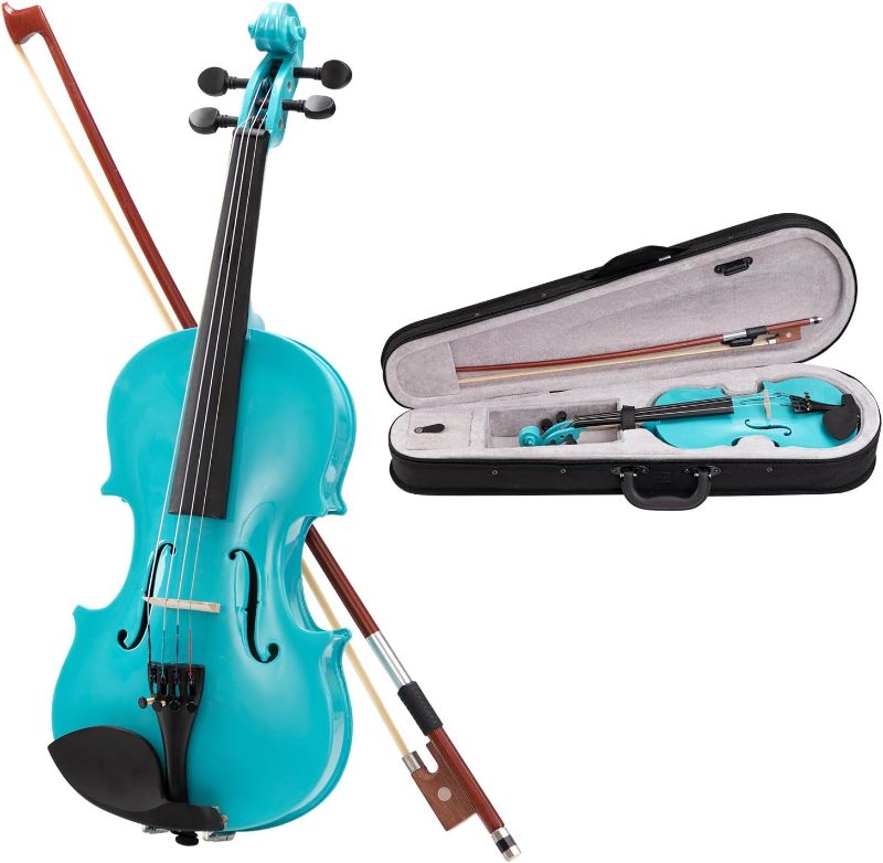 Photo 1 of ARTALL 1/16 Handmade Student Acoustic Violin Beginner Pack with Bow, Hard Case, Chin Rest, Tuner, Spare Strings, Rosin and Bridge,Black