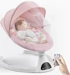 Photo 1 of Baby Swing for Infants, Electric Portable Baby Swing for Newborn, Bluetooth Touch Screen/Remote Control Timing Function 5 Swing Speeds Baby Rocker Chair with Music Speaker 5 Point Harness Pink