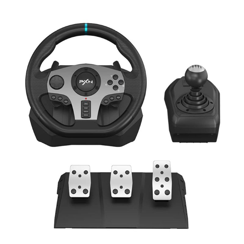 Photo 1 of PXN PC Steering Wheel, V9 Universal Usb Car Sim 270/900 Degree Race Steering Wheel with 3-Pedals and Shifter Bundle for PC, Xbox One, Xbox Series X/S, PS4, PS3, Switch (Black)