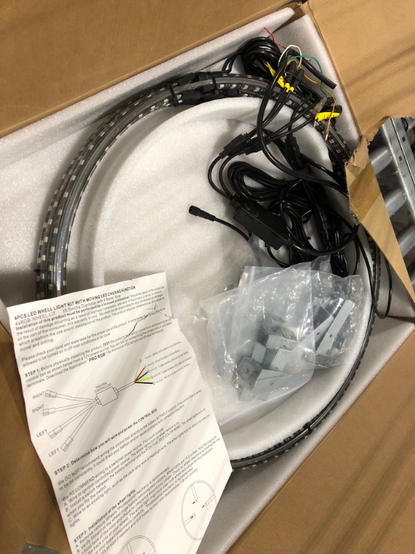Photo 1 of AddSafety 4PCS 17inch RGB LED Wheel Ring Light Kit Bluetooth Control w/Turn Signal and Braking Function (Double Side) 17inch-Double Size