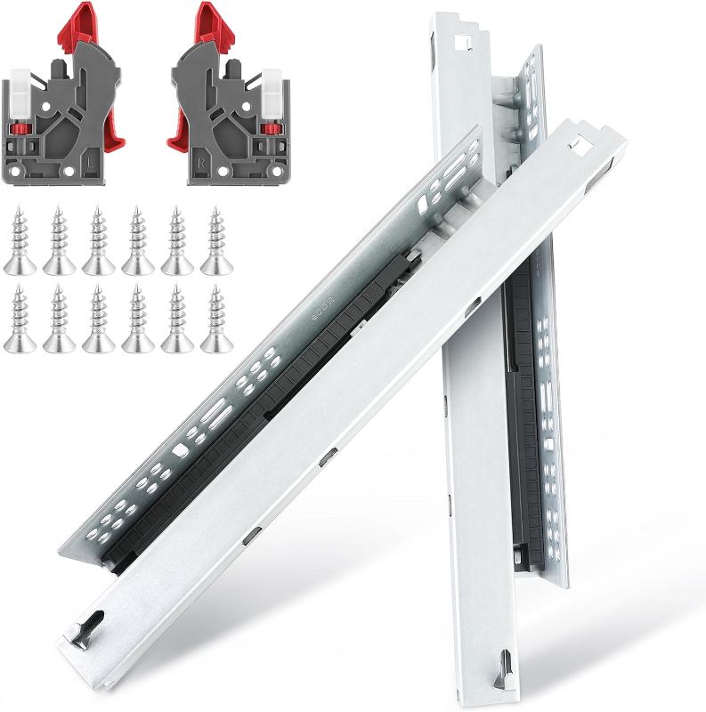 Photo 1 of 1 Pair of 22 Inch Soft Close Undermount Drawer Slides,Full Extension Bottom Mount Drawer Glides Rails
