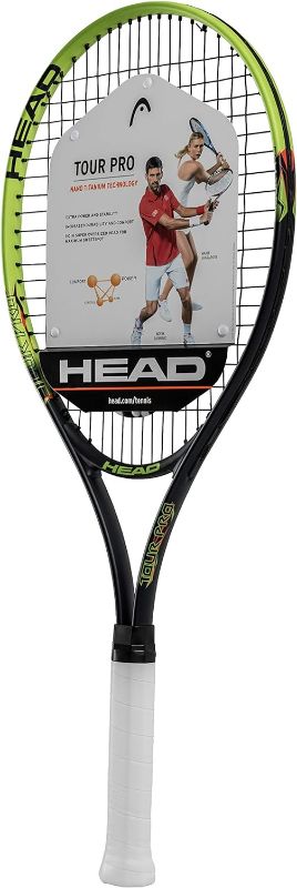 Photo 1 of **BLUE GRIP** HEAD Tour Pro Tennis Racket - Pre-Strung Head Light Balance 27 Inch Racquet - 4 3/8 In Grip, Yellow
