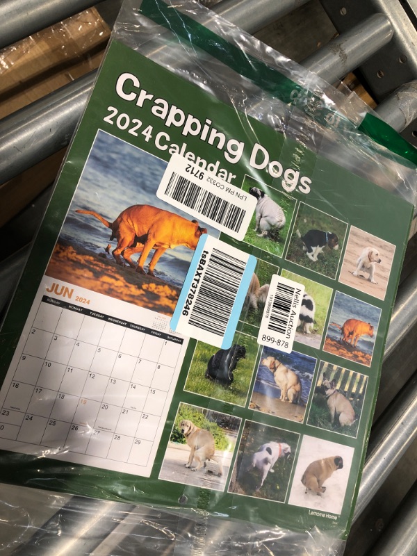Photo 1 of Gag Gifts - Pooping Dogs Wall Calendar 2024 from Jan.2024 to Dec.2024, 11.8" x 23.6"(Open), Funny Calendar Gag Gifts, Perfect White Elephant Gifts for Family, Friends