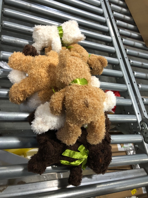 Photo 1 of 9 Pieces Cute Bear Stuffed Animals, 10 Inch Soft Plush Stuffed Bears Toy Bulk with Bow Tie for Kids Boys Girls Graduation Baby Shower Christmas Birthday Party Gift Favors (Dark Brown, Golden, White)