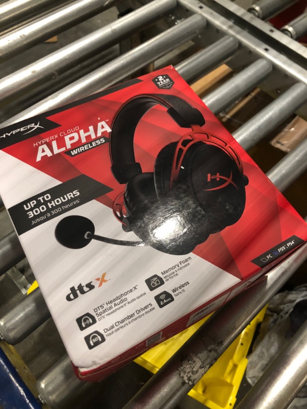 Photo 2 of HyperX Cloud Alpha Wireless - Gaming Headset for PC, 300-hour battery life, DTS Headphone:X Spatial Audio, Memory foam, Dual Chamber Drivers, Noise-canceling mic, Durable aluminum frame Red Wireless Cloud Alpha Headset