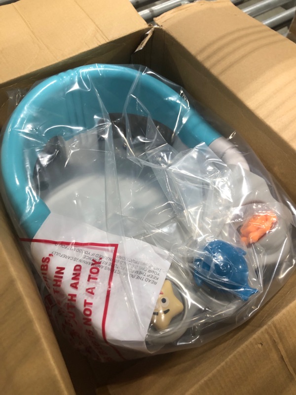 Photo 1 of Baby Bath Seat - 2 Rotating Toys + 1 Pressing Toy - Ergonomic Backrest - Side Opening Design - 4 Powerful Non-Slip Suction Cups - Ideal Gift for Infant 6-36 Months (A-White)