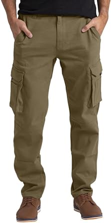 Photo 1 of Alamo Regular Fit Flex Cargo Pants for Men - Heavy Duty Stretch Mens Work Pants and Durability - Cargo Work Pants for Men Brown 36W x 30L