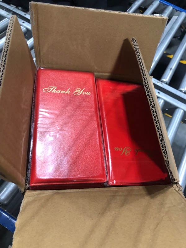 Photo 2 of 40 PCS Restaurant Check Presenters Bulk Guest Check Card Holder with Gold Thank You Imprint Red Restaurant Bill Book Holder Customer Check Holder for Restaurants Cafe Bar Eatery 7.9 x 3.9"