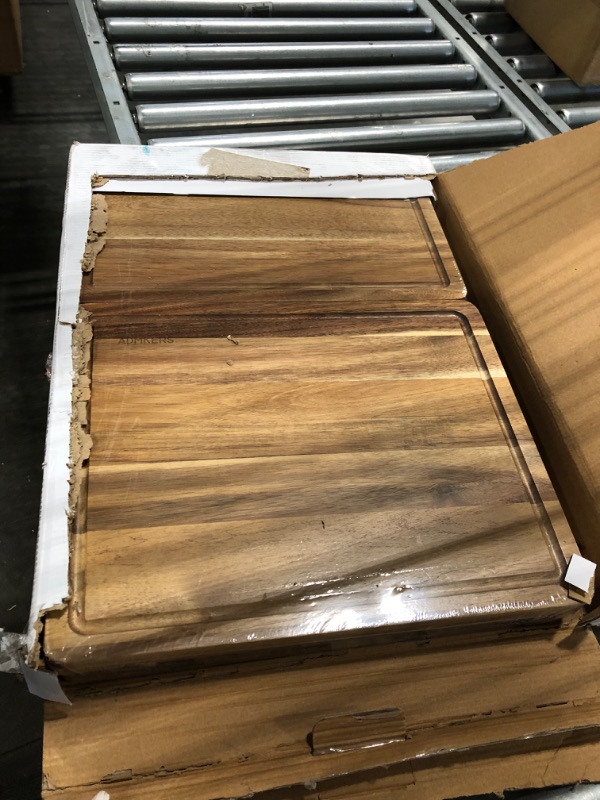 Photo 2 of Cutting Boards for Kitchen, Large Wood Chopping Board Set of 3 with Deep Juice Groove, Acacia Charcuterie Board, Wooden Trays for Meat, Fruit and Cheese (17x12, 12x10, 12x7 inch) X-Large