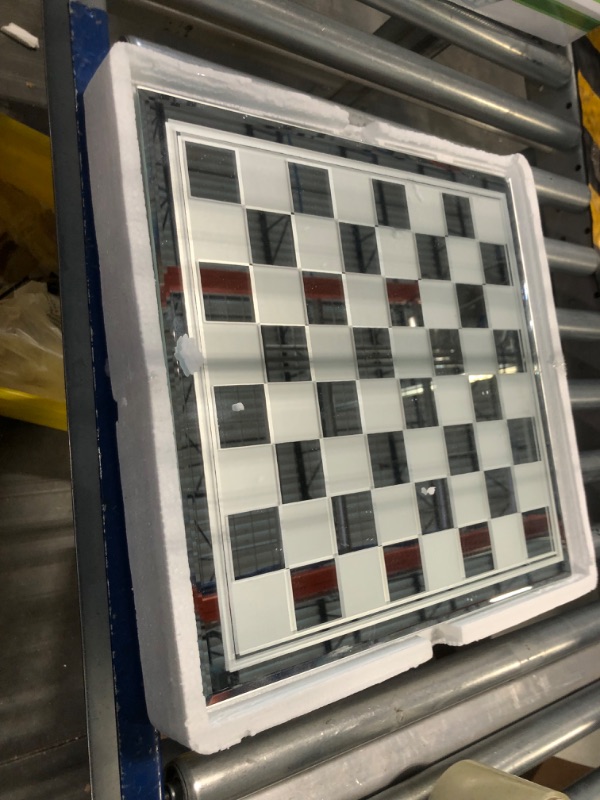 Photo 1 of Avant-Garde Black Frosted Glass Chess Set with Mirror Board