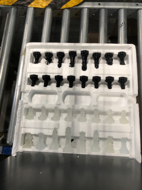 Photo 1 of Avant-Garde Black Frosted Glass Chess Set with Mirror Board