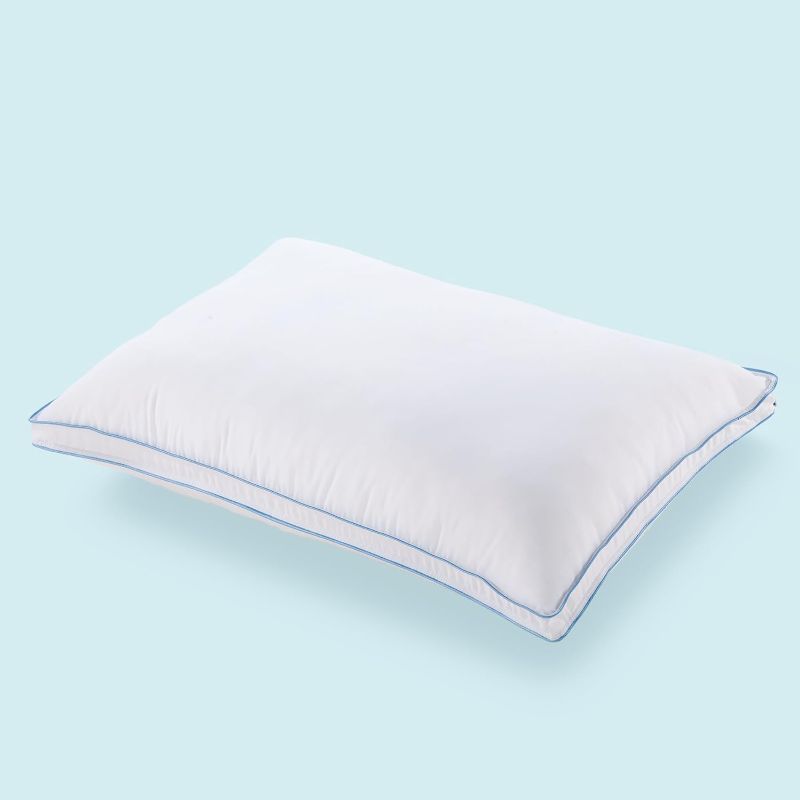Photo 1 of 100% Goose Down Pillows Neck Pillows for Sleeping Bed Pillows 100% Cotton Shell with 100% Goose Down 48x74cm,1 Pcs Bed Pillows (Color : Blue Edge 1 Pcs, Size : (19x29inch)) (19x29inch) Blue Edge 1 Pcs