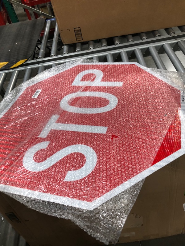 Photo 3 of Stop Sign Street Road Sign 30 x 30. A Real Sign. 10 Year Warranty. 3M High-Intensity Prismatic Reflective Sheeting.