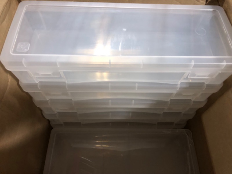 Photo 3 of set of 10 clear storage boxes